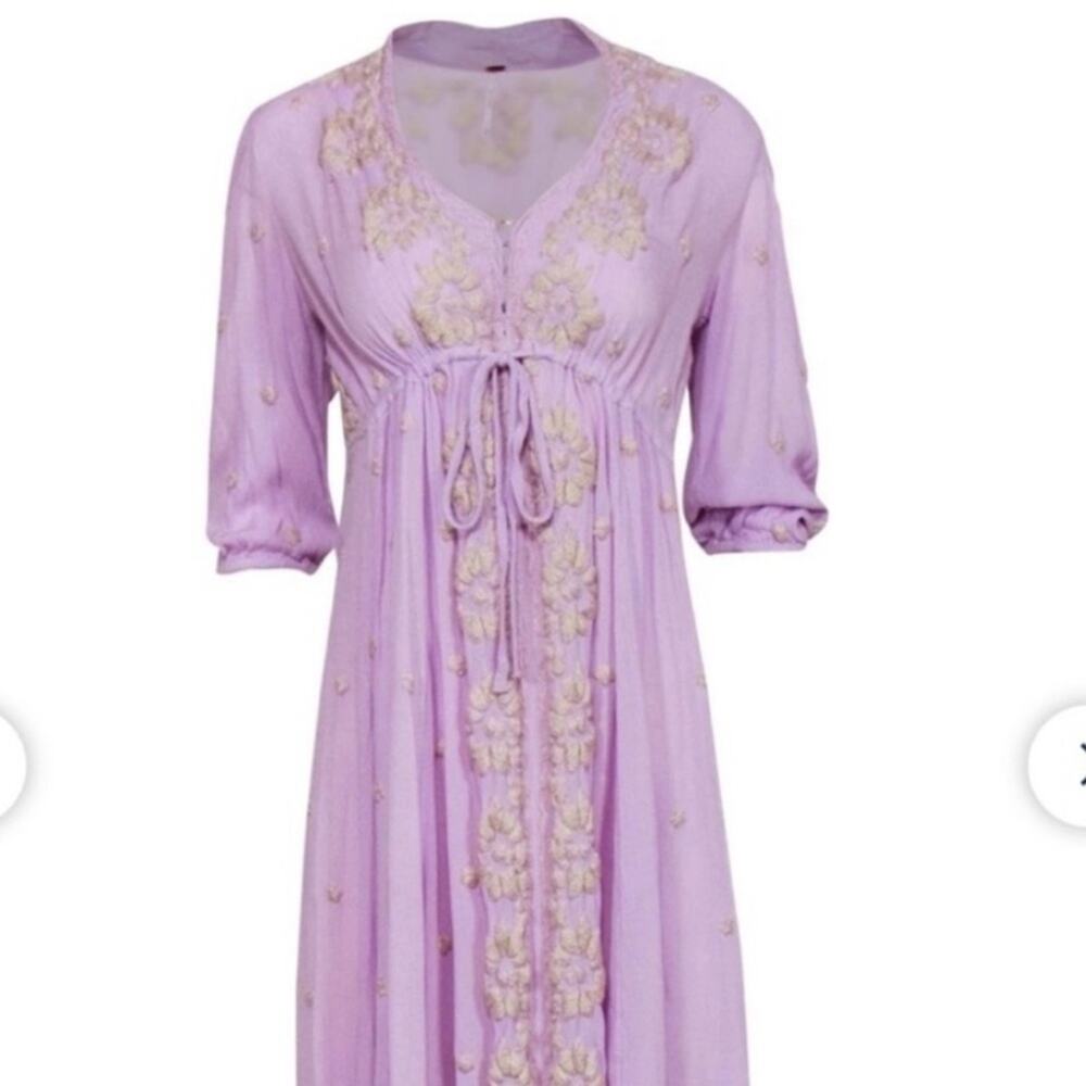Free People Fable Dusty Lavender Embroidered Maxi Dress - Picture 4 of 16